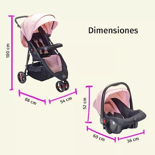 Foto 8 | Carriola Para Bebé Aeiou Francia Reclinable Con Portabebé Pink/gray