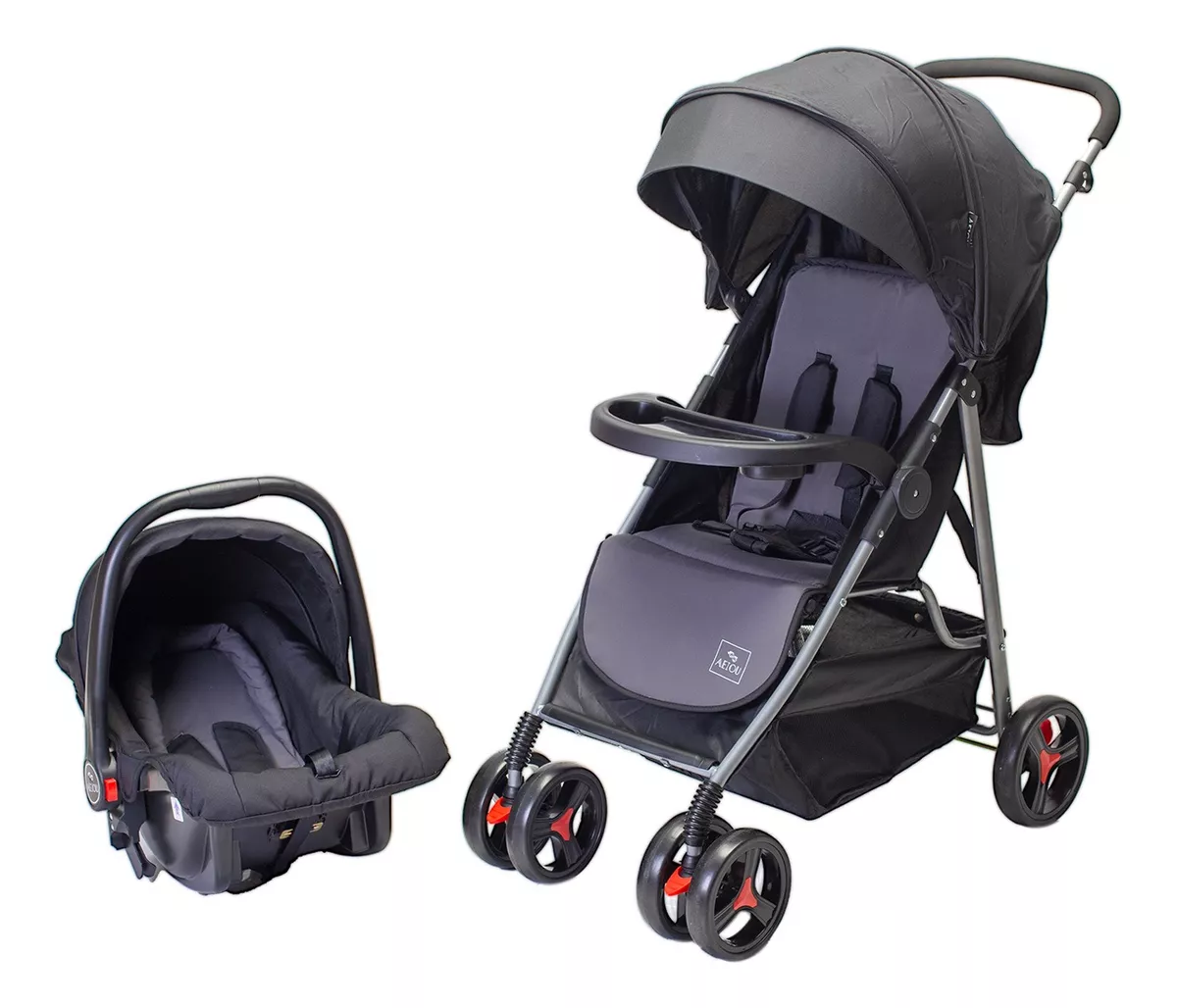 Carriola Para Bebé Aeiou Suiza Con Portabebé De Paseo Black/gray