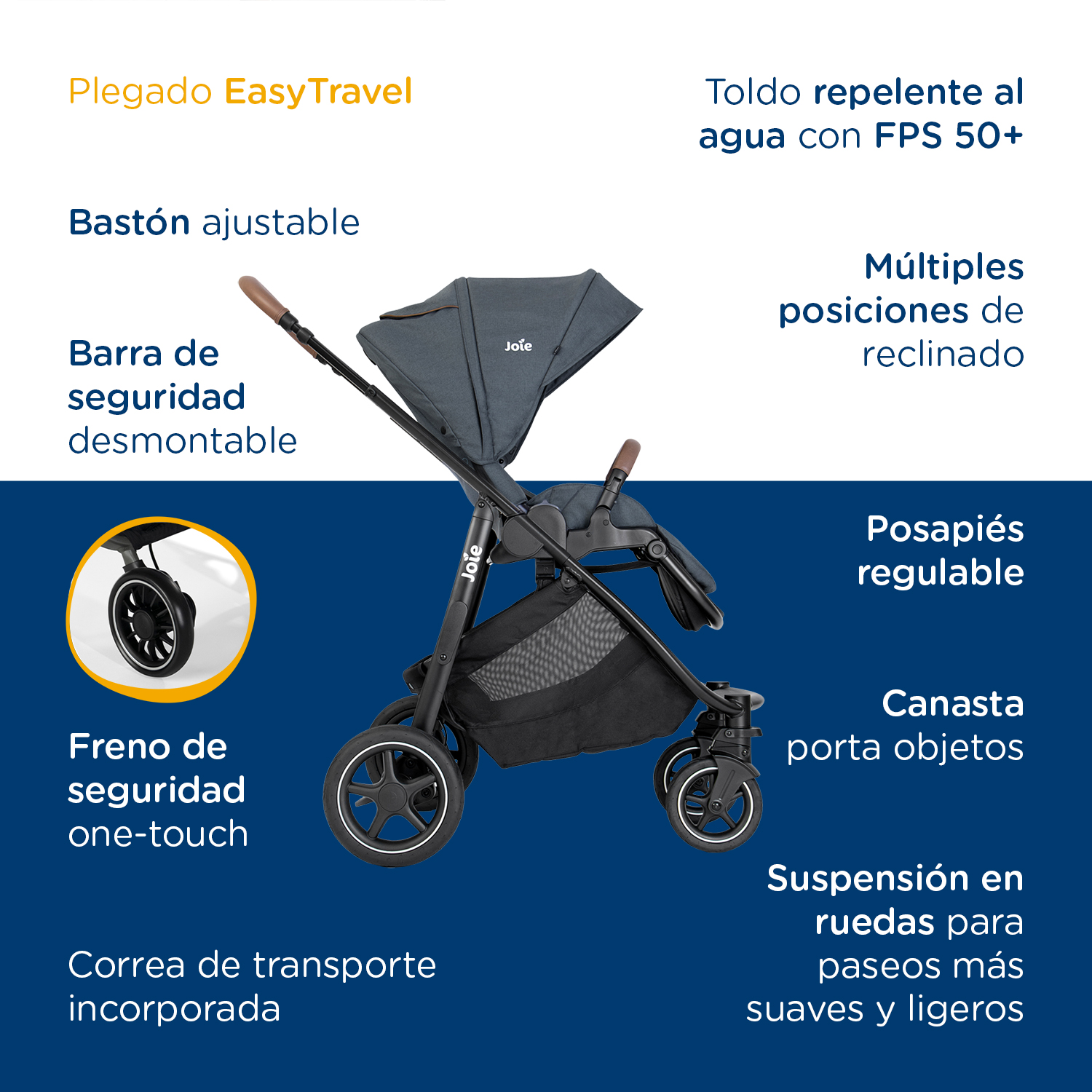 Foto 5 | Carriola Paseo Bebe Joie Versatrax Multifuncional Reversible Azul