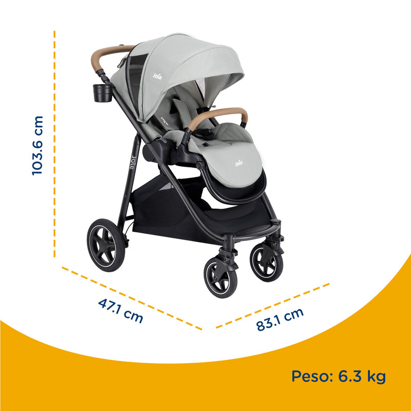 Foto 4 | Carriola Pact Pro 3 En 1 Joie Reclinable Cinturón 5 Puntos Gris