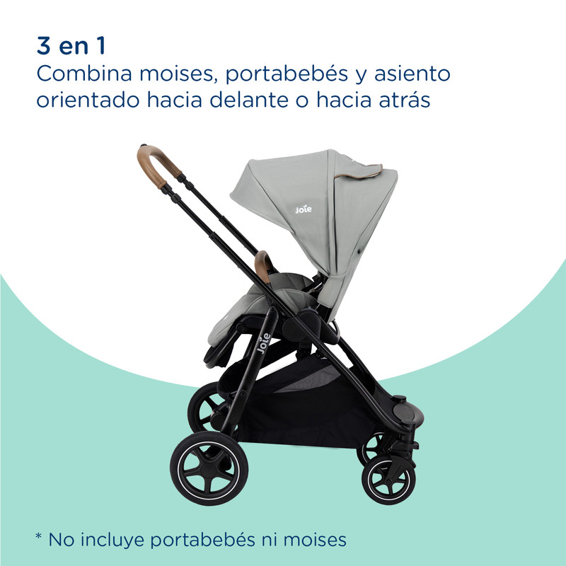 Foto 5 | Carriola Pact Pro 3 En 1 Joie Reclinable Cinturón 5 Puntos Gris