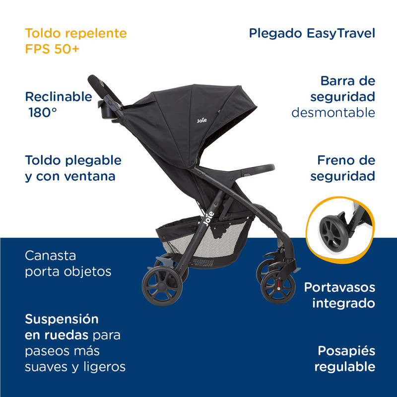 Foto 5 | Carriola Muze Lx Joie Espaciosa Plegable Cinturón 5 Puntos
