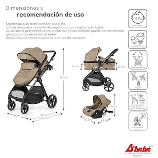Foto 6 | Carriola Sistema de Viaje D'bebé King Beige