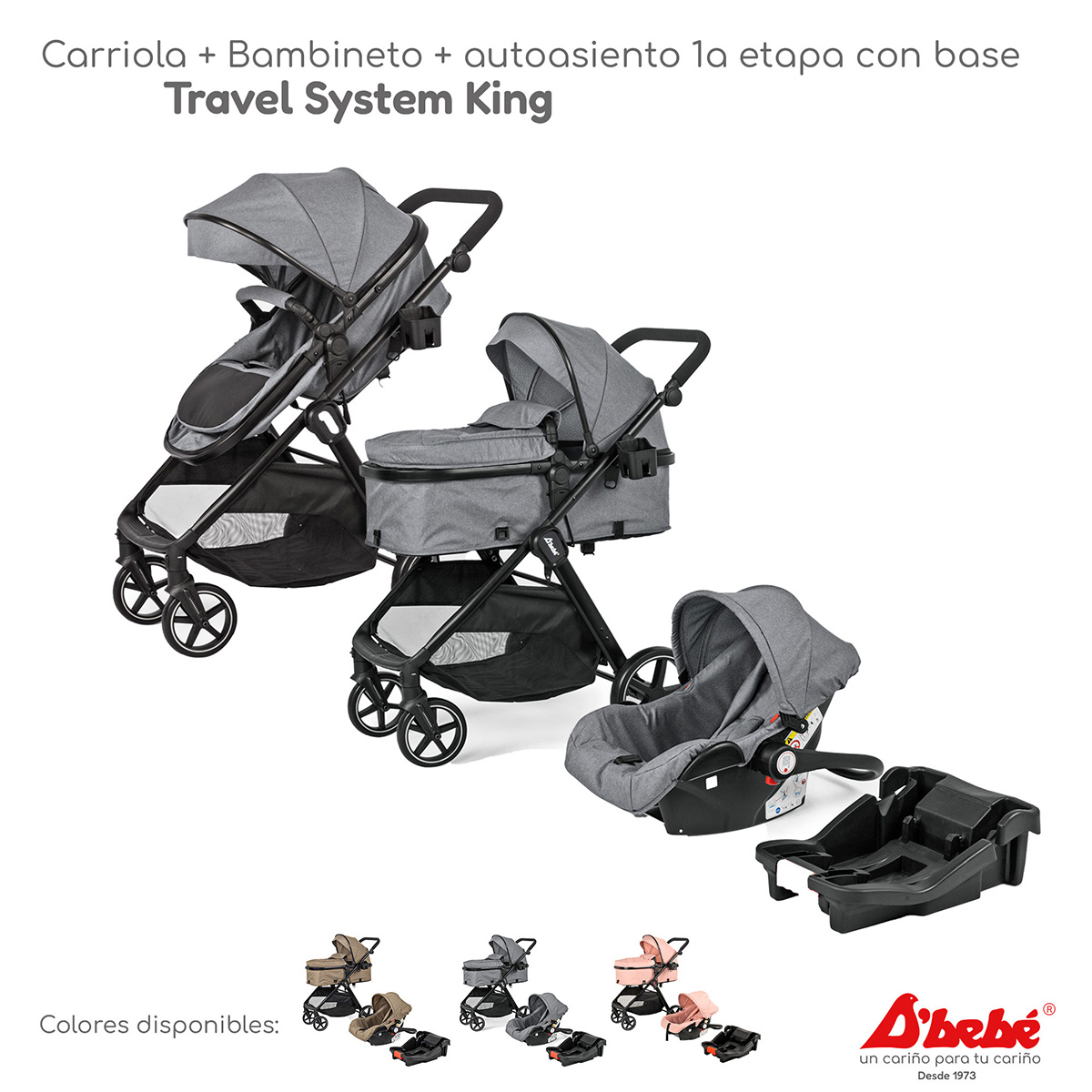 Foto 7 | Carriola Sistema de Viaje D'bebé King Gris