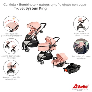 Foto 2 | Carriola Sistema de Viaje D' Bebé King Rosa