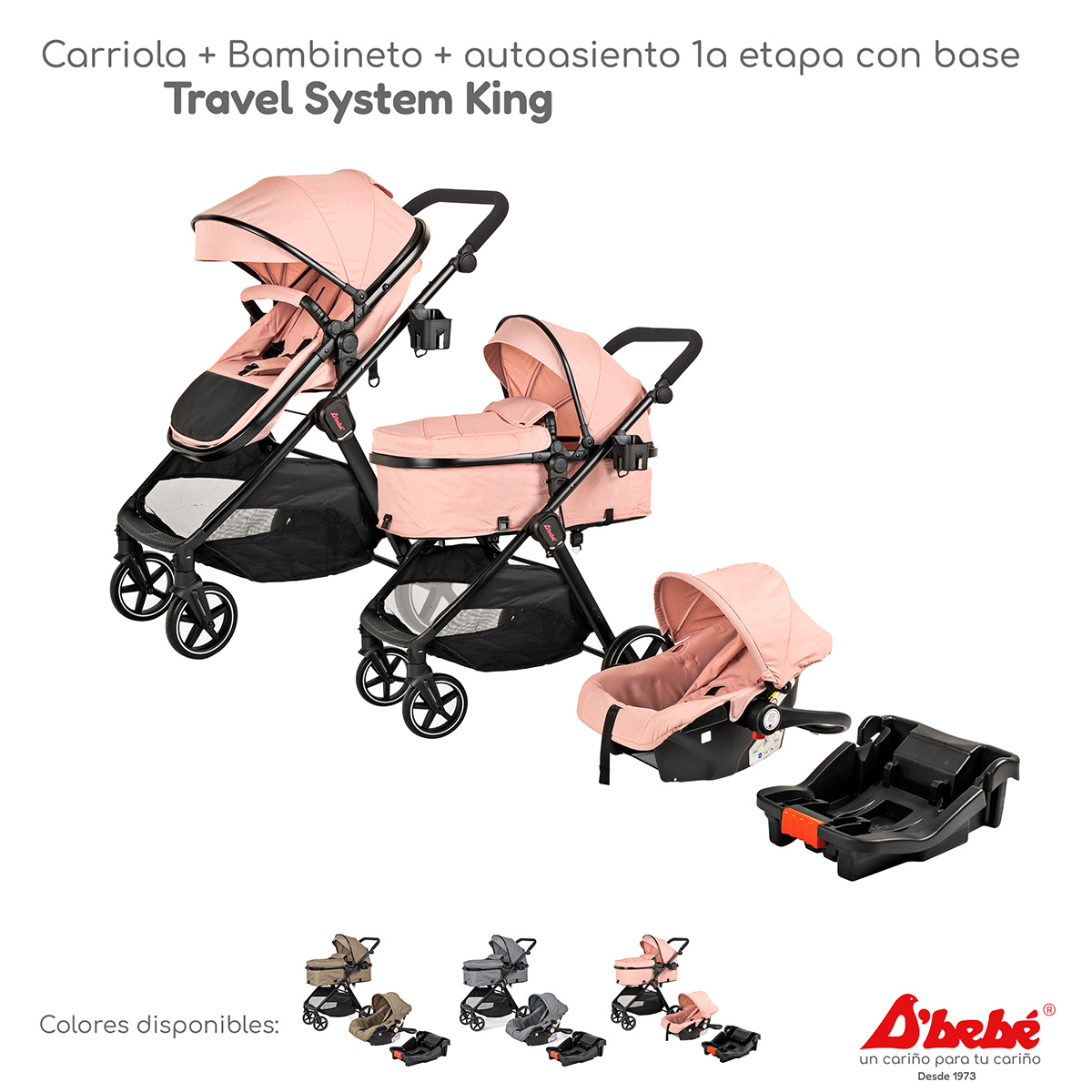 Foto 7 | Carriola Sistema de Viaje D' Bebé King Rosa