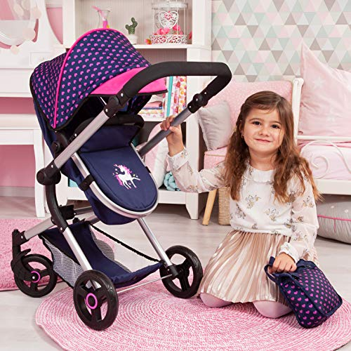 Foto 6 | Cochecito De Muñecas Bayer Design Baby City Vario Azul Y Rosa Con Corazones - Venta Internacional.