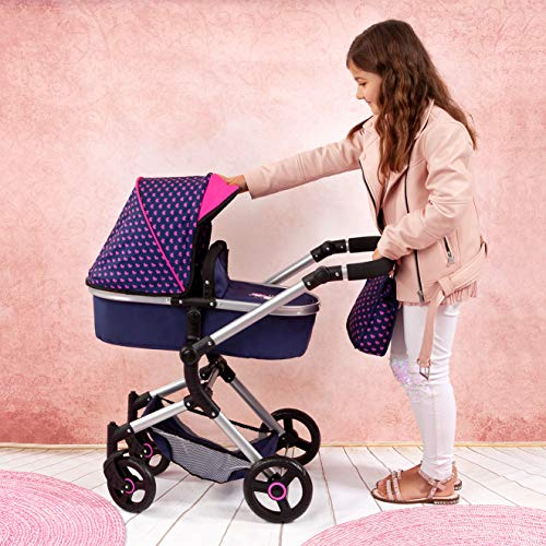 Foto 7 | Cochecito De Muñecas Bayer Design Baby City Vario Azul Y Rosa Con Corazones - Venta Internacional.