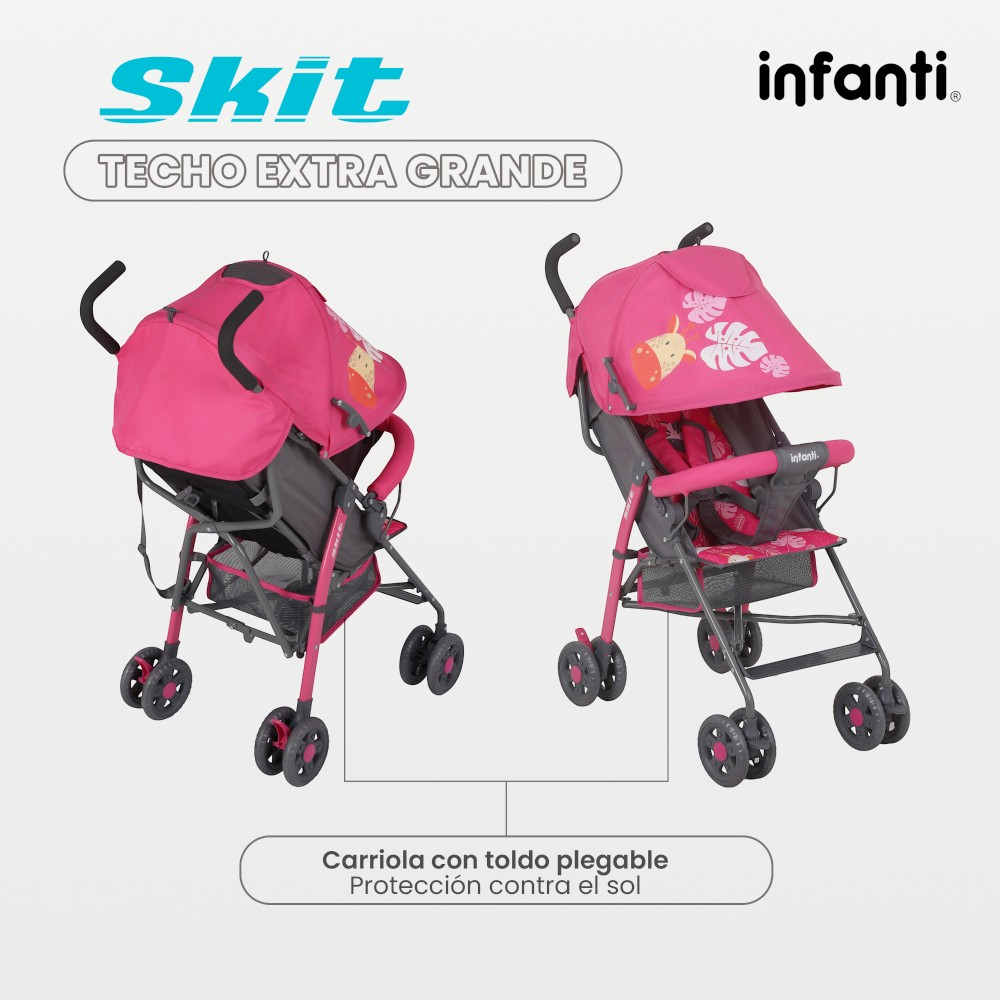 Foto 4 | Carriola De Bastón Infanti Skit Safari Ligera Y Portátil Rosa