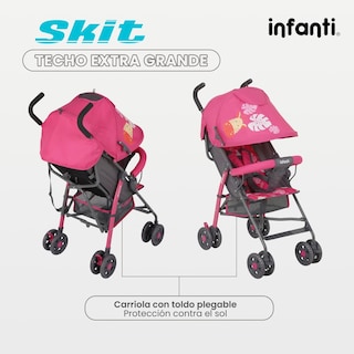 Foto 4 | Carriola De Bastón Infanti Skit Safari Ligera Y Portátil Rosa