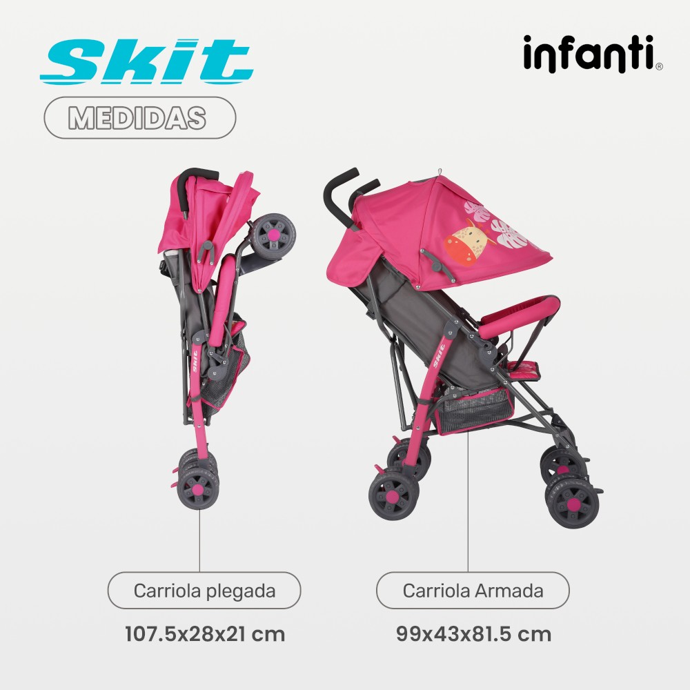 Foto 6 | Carriola De Bastón Infanti Skit Safari Ligera Y Portátil Rosa