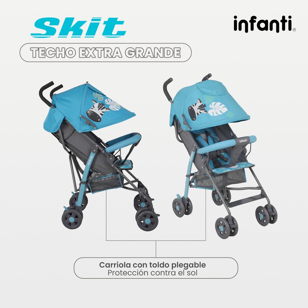 Foto 4 | Carriola de Bastón Infanti Skit Safari Ligera Y Portátil Azul