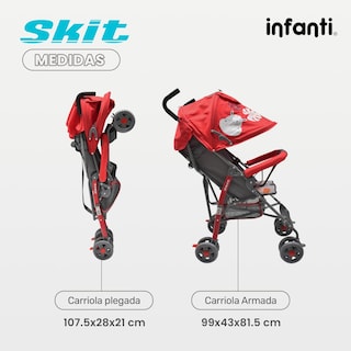 Foto 6 | Carriola De Bastón Infanti Skit Safari Ligera Y Portátil Roja