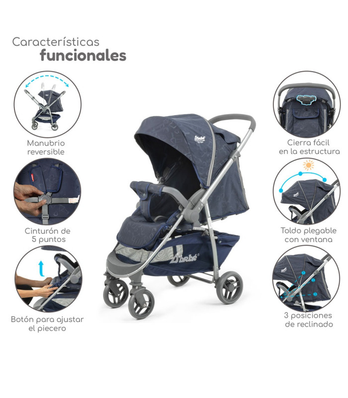 Foto 4 pulgar | Carriola De Viaje Plegable Con Portabebe Manubrio Reverisble