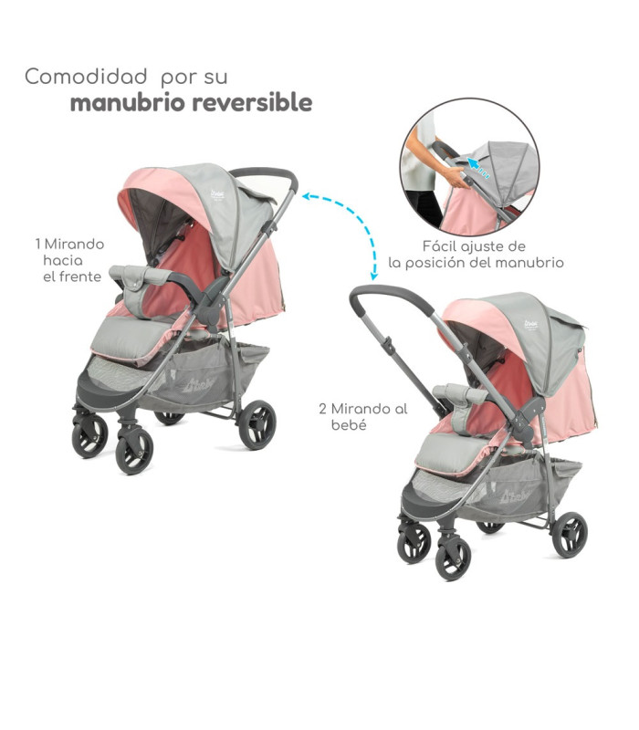 Foto 3 pulgar | Carriola De Viaje Plegable Con Portabebe Manubrio Reverisble