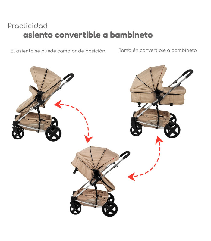 Foto 2 | Carriola De Viaje Para Bebe Plegable Ligera Con Portabebe - Beige