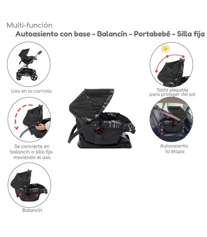 Foto 5 pulgar | Carriola de Viaje para Bebe Plegable con Portabebe Negro