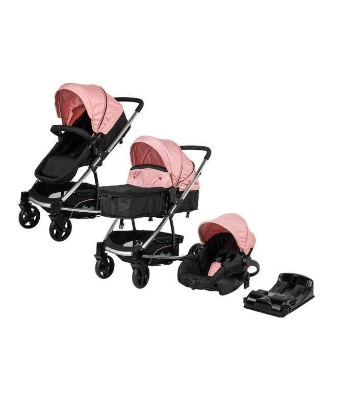 Carriola de Viaje para Bebe Plegable con Portabebe Rosa