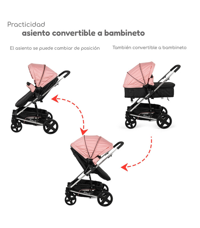 Foto 2 | Carriola de Viaje para Bebe Plegable con Portabebe Rosa