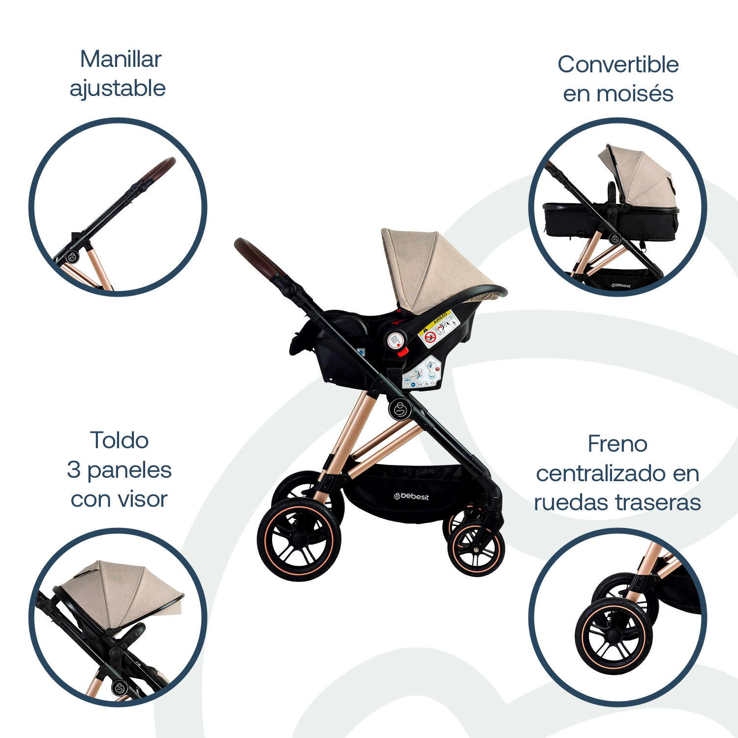 Foto 4 pulgar | Travel System Neo Beige