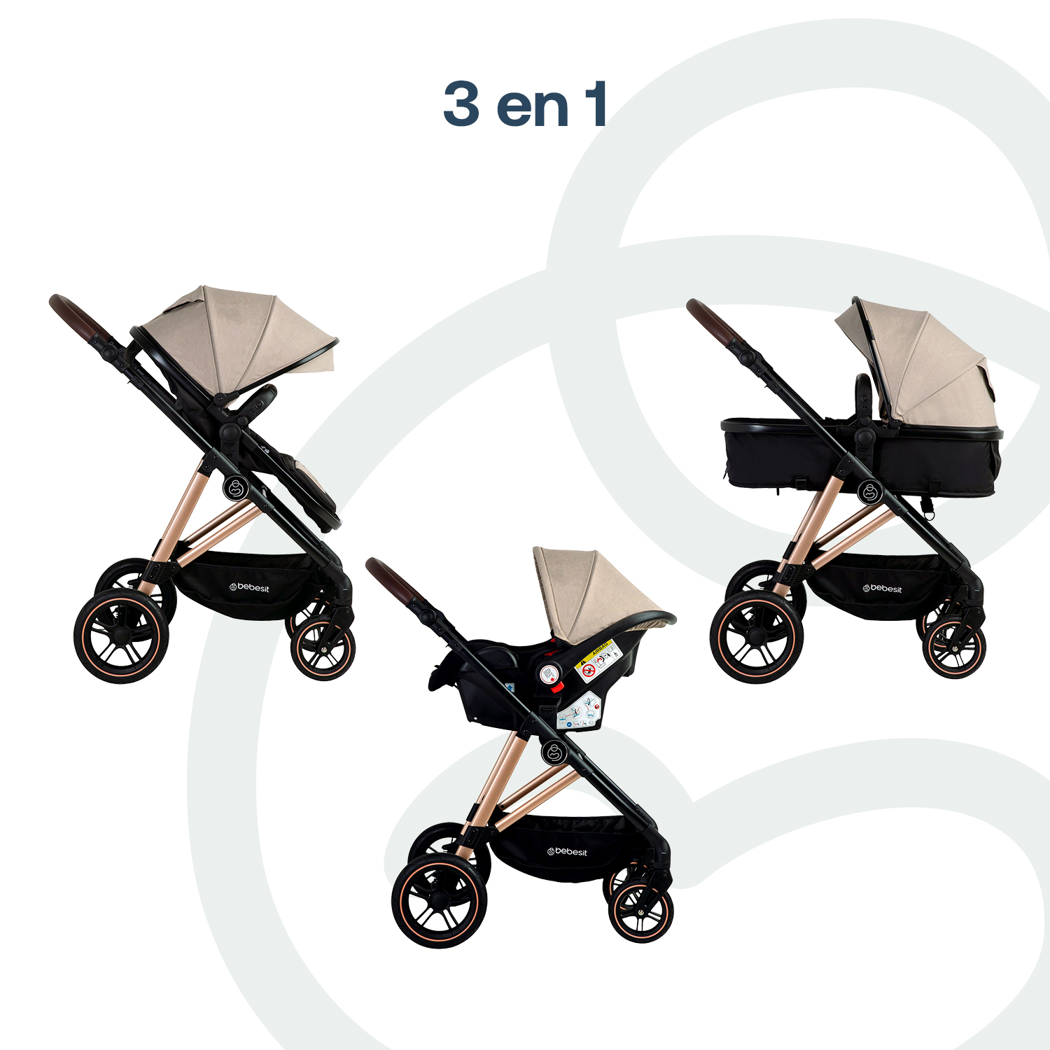 Foto 6 pulgar | Travel System Neo Beige