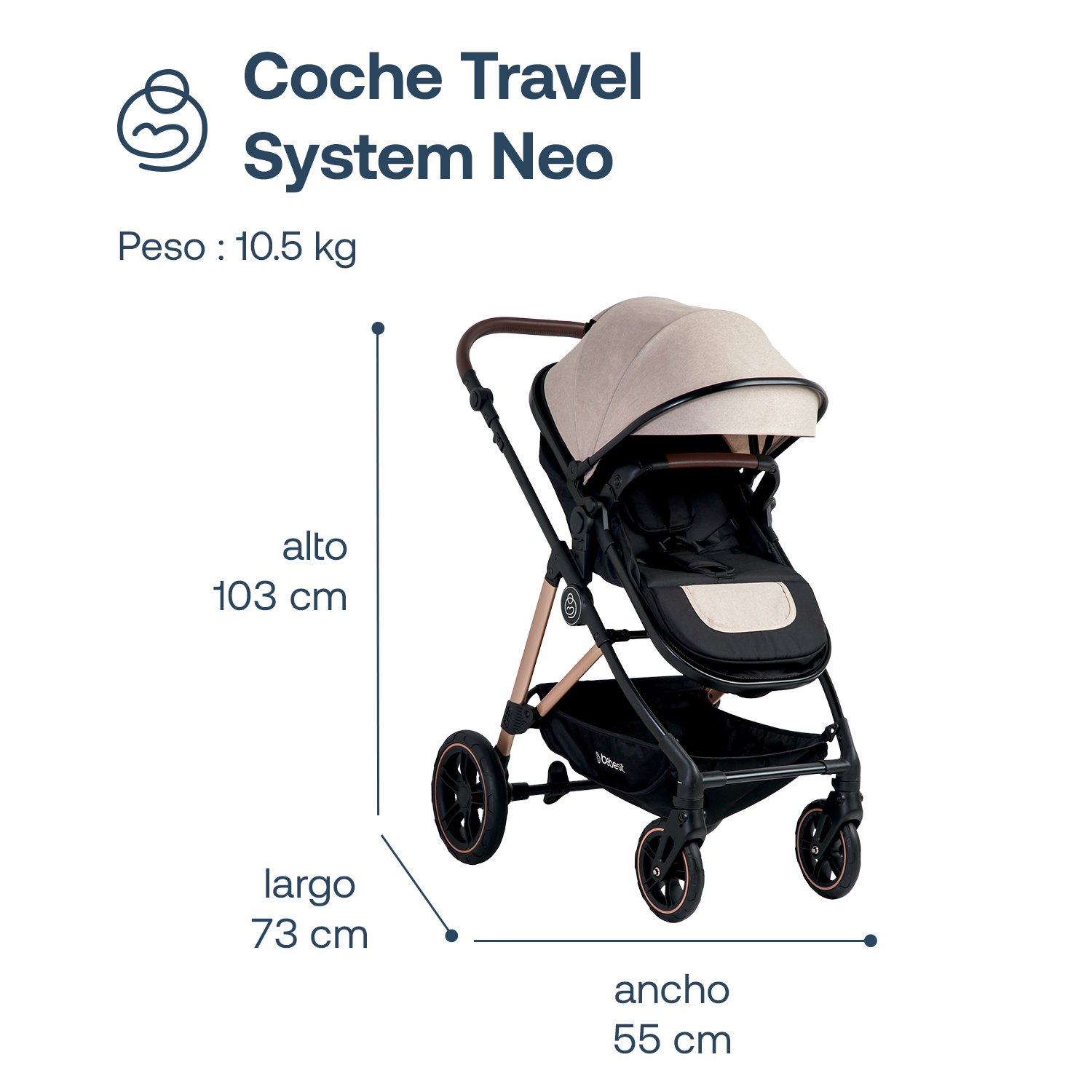 Foto 9 pulgar | Travel System Neo Beige