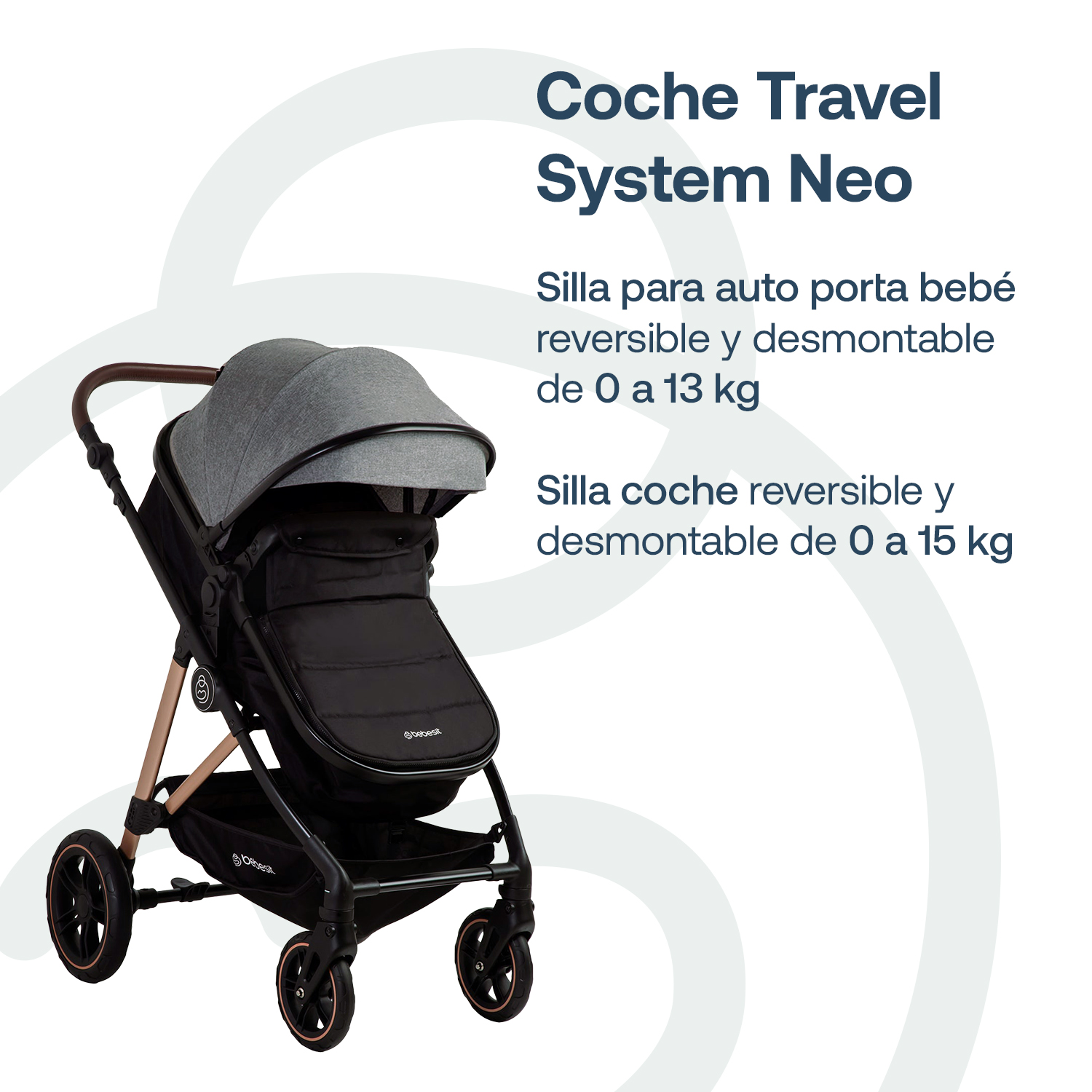 Foto 3 pulgar | Travel System Neo Gris