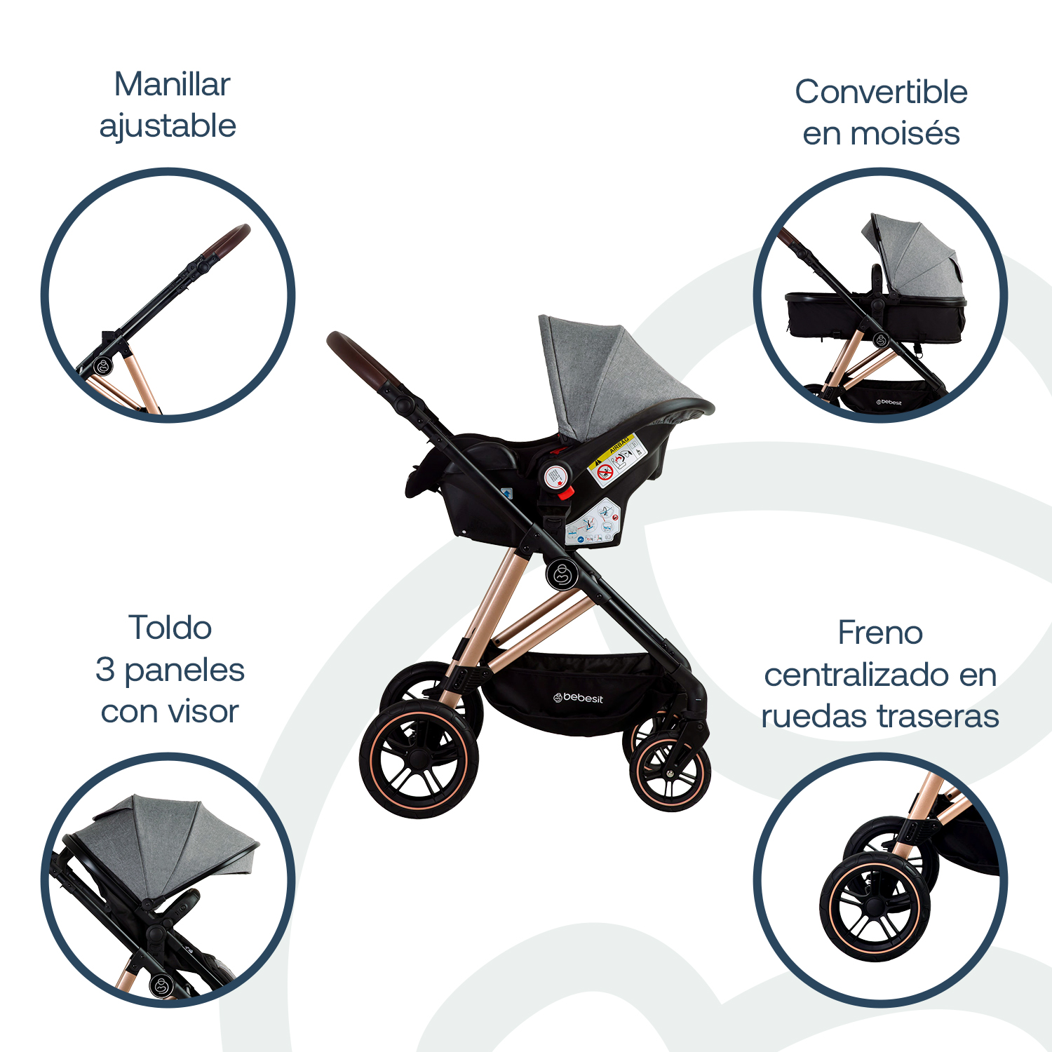Foto 4 pulgar | Travel System Neo Gris