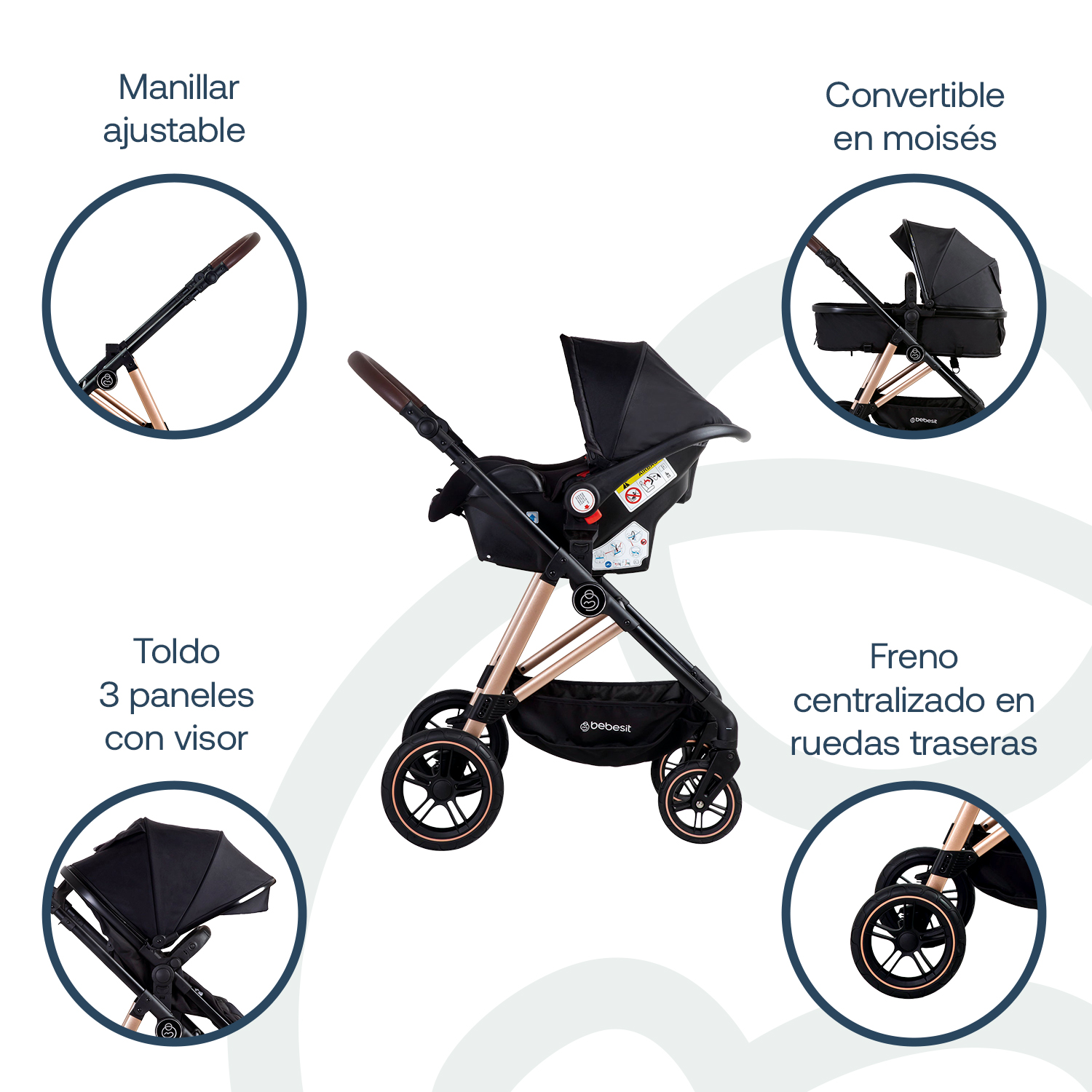 Foto 4 pulgar | Travel System Neo Negro