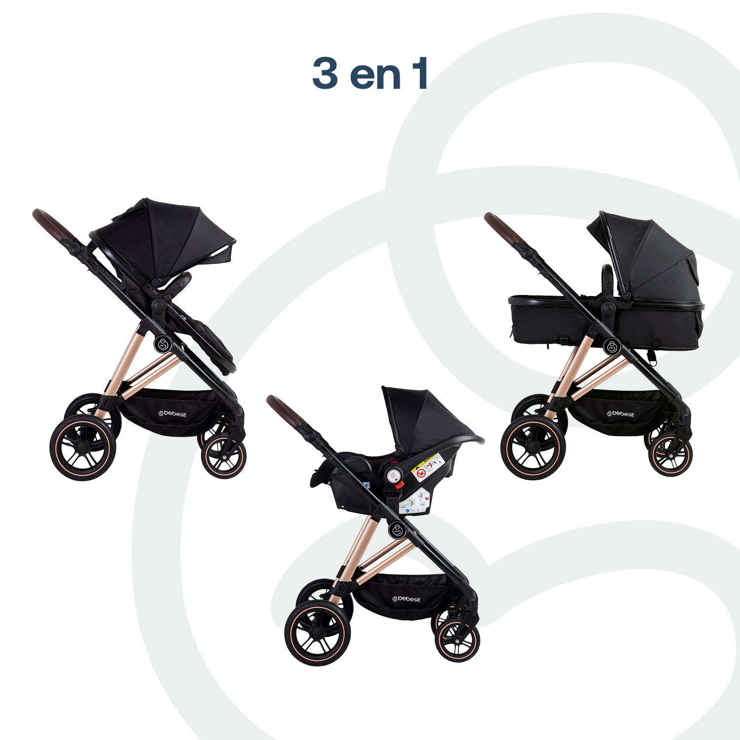 Foto 6 pulgar | Travel System Neo Negro