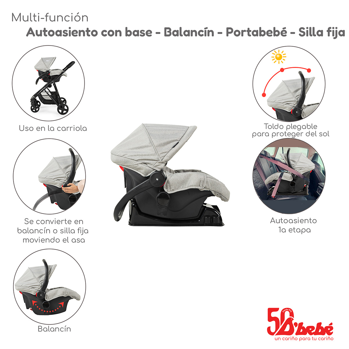 Foto 5 | Carriola Sistema de Viaje D'bebé Prince Gris