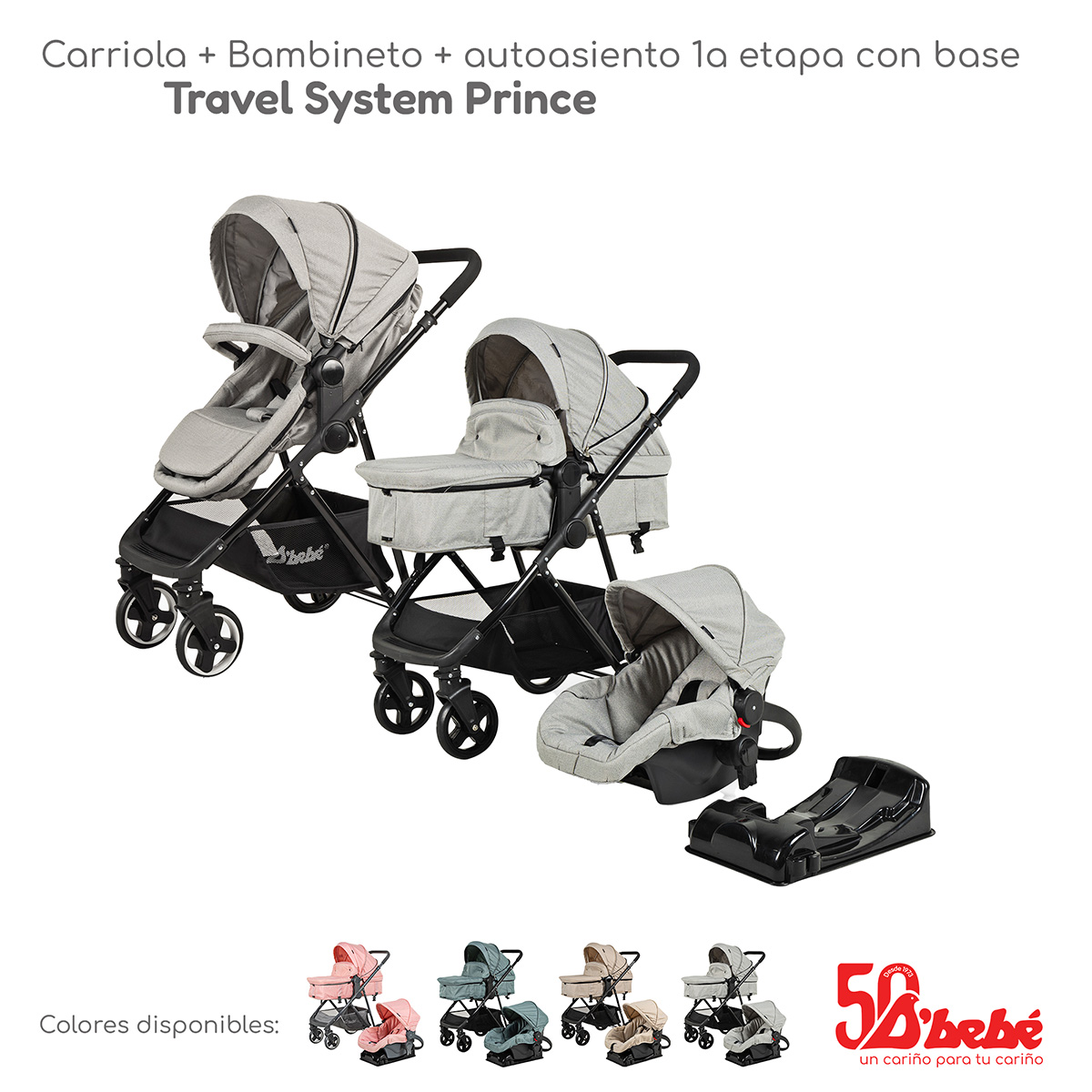 Foto 7 | Carriola Sistema de Viaje D'bebé Prince Gris