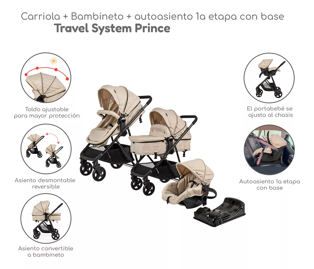 Foto 5 pulgar | Carriola D Bebe Travel System Prince con Autoasiento