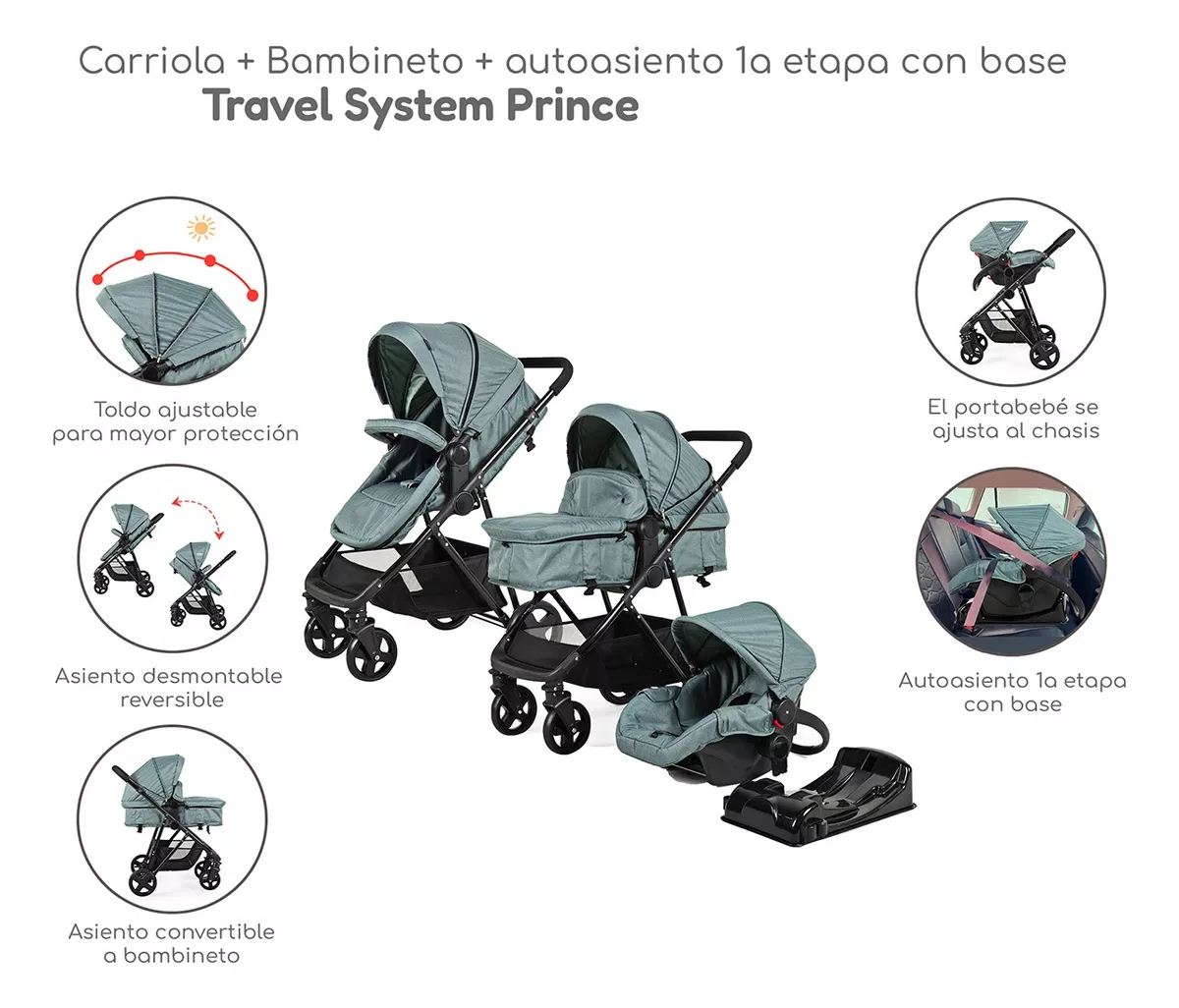 Foto 4 pulgar | Carriola D Bebe Travel System Prince con Autoasiento