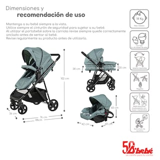 Foto 6 | Carriola Sistema de Viaje D'bebé Prince Verde