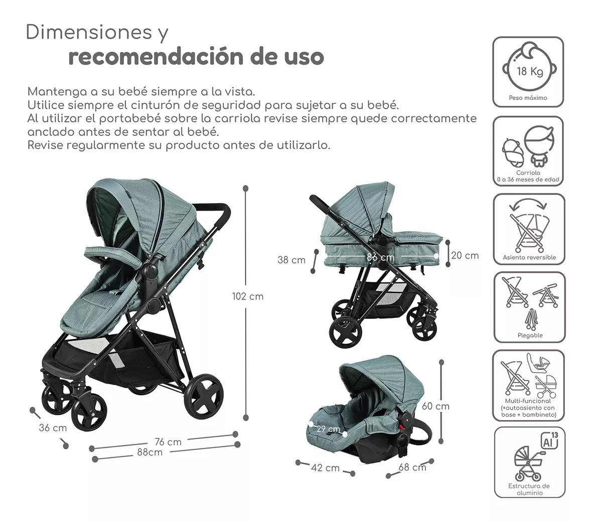 Foto 8 pulgar | Carriola D Bebe Travel System Prince con Autoasiento