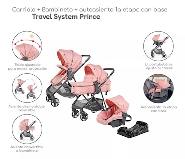 Foto 3 | Carriola Sistema de Viaje D'bebé Prince Rosa