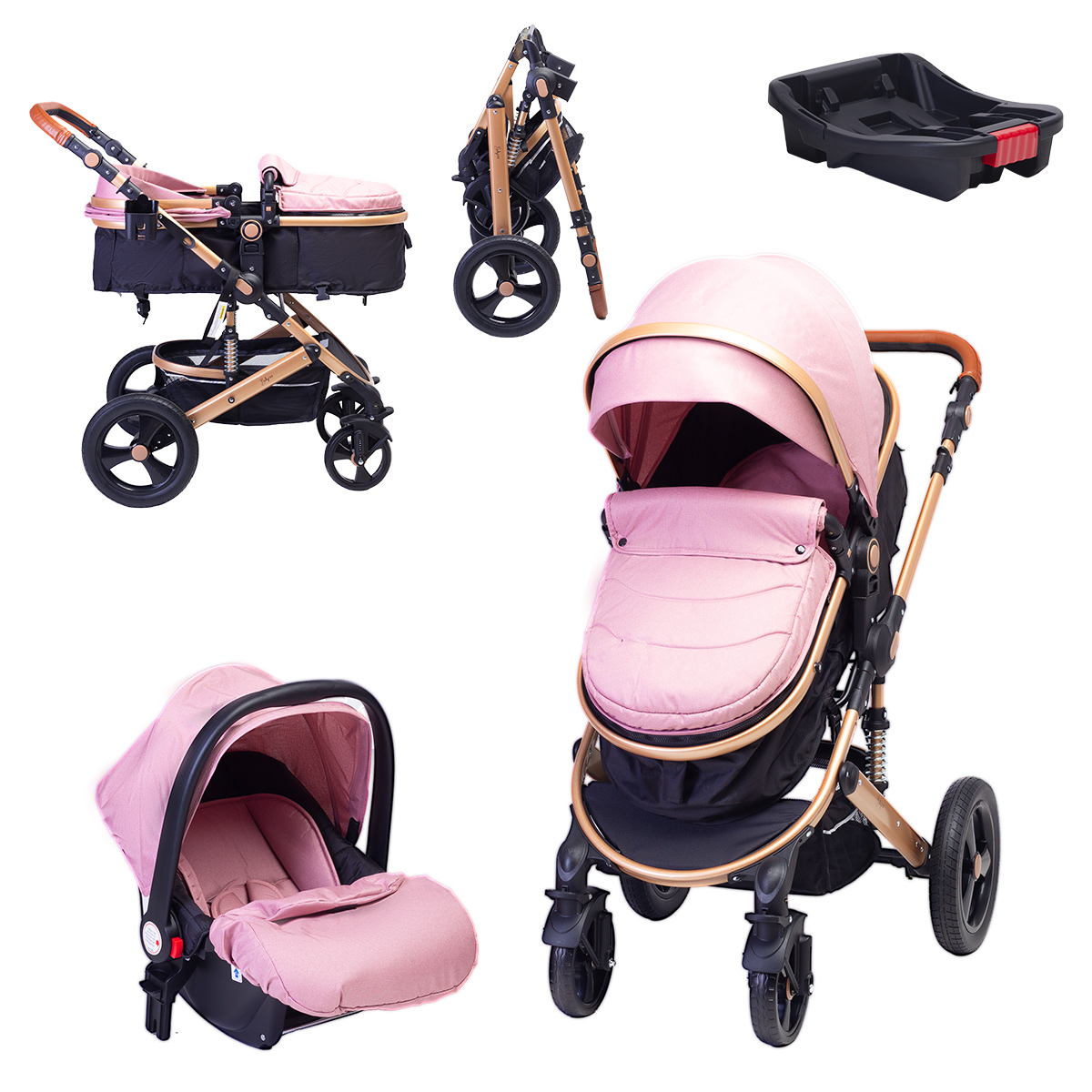 Carriola Para Bebé Baby Lux Travel System Con Portabebé Rosa/negro