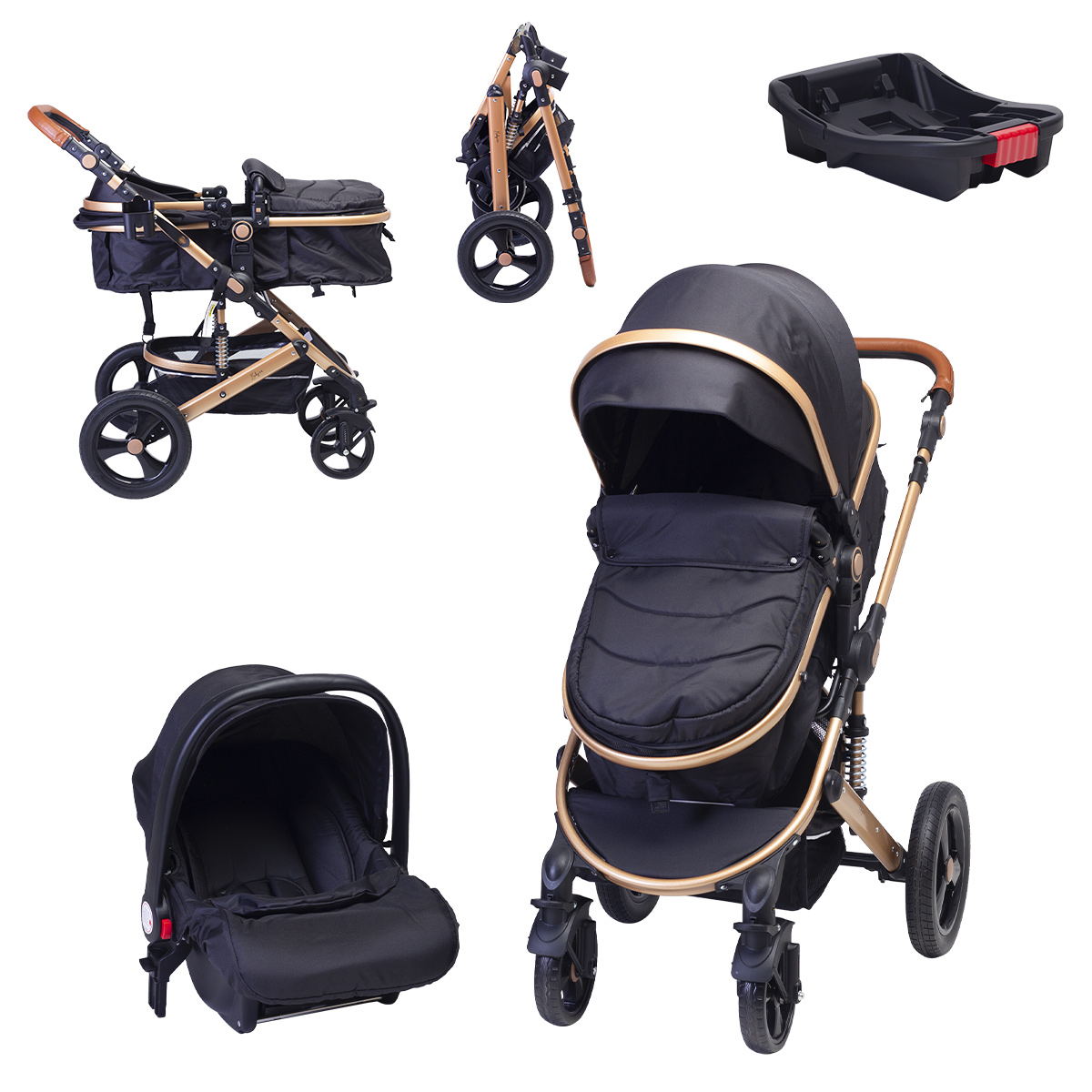 Carriola Para Bebé Baby Lux Travel System Con Portabebé Negro/dorado