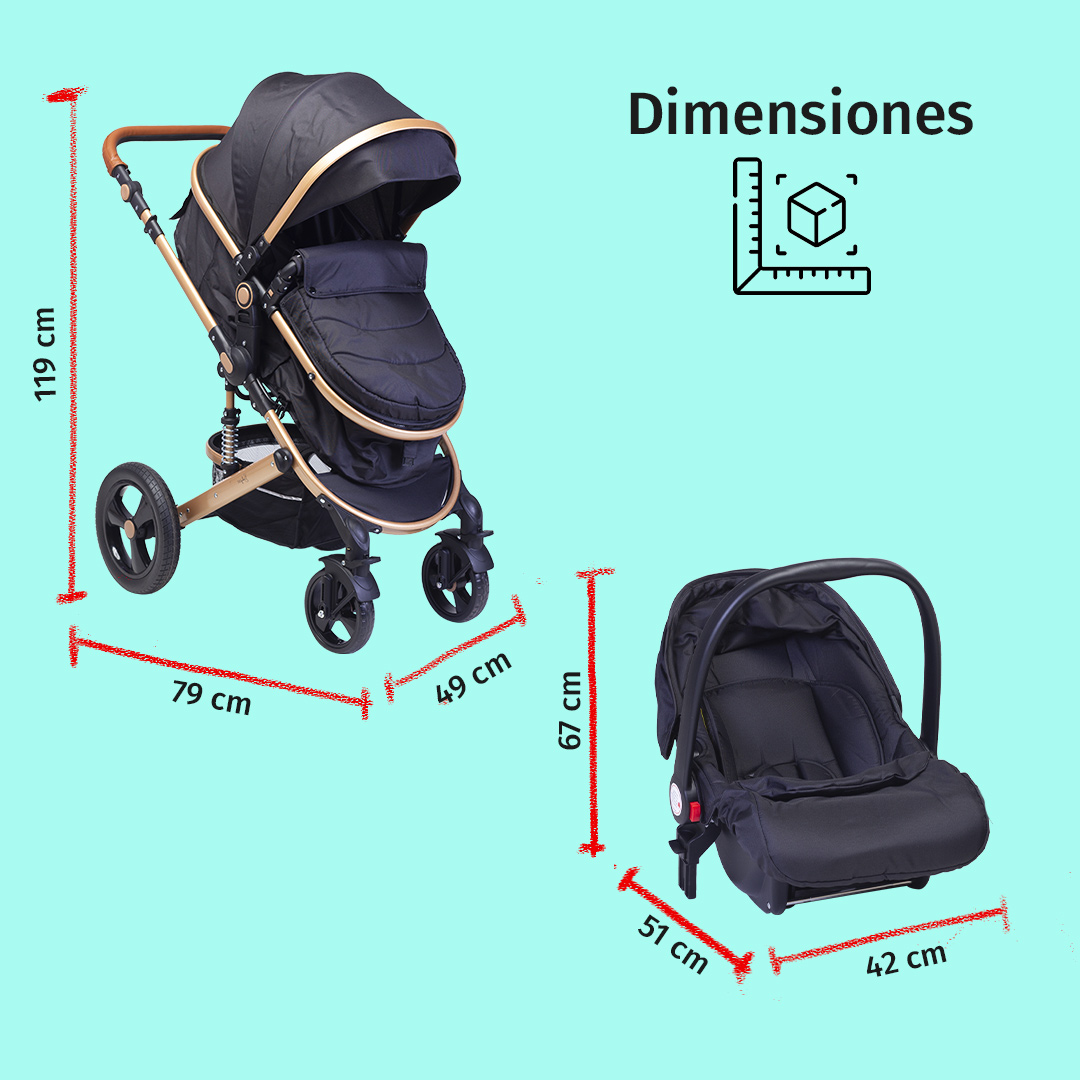 Foto 9 pulgar | Carriola Para Bebé Baby Lux Travel System Con Portabebé Negro/dorado