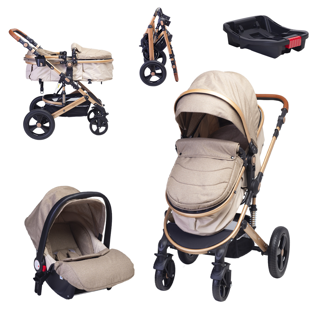 Carriola Para Bebé Baby Lux Travel System Con Portabebé Beige