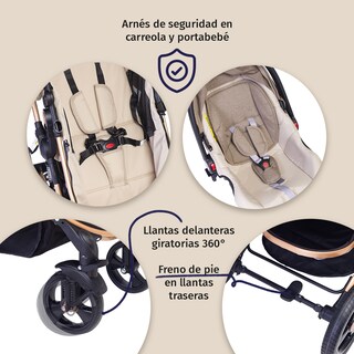 Foto 4 | Carriola Para Bebé Baby Lux Travel System Con Portabebé Beige