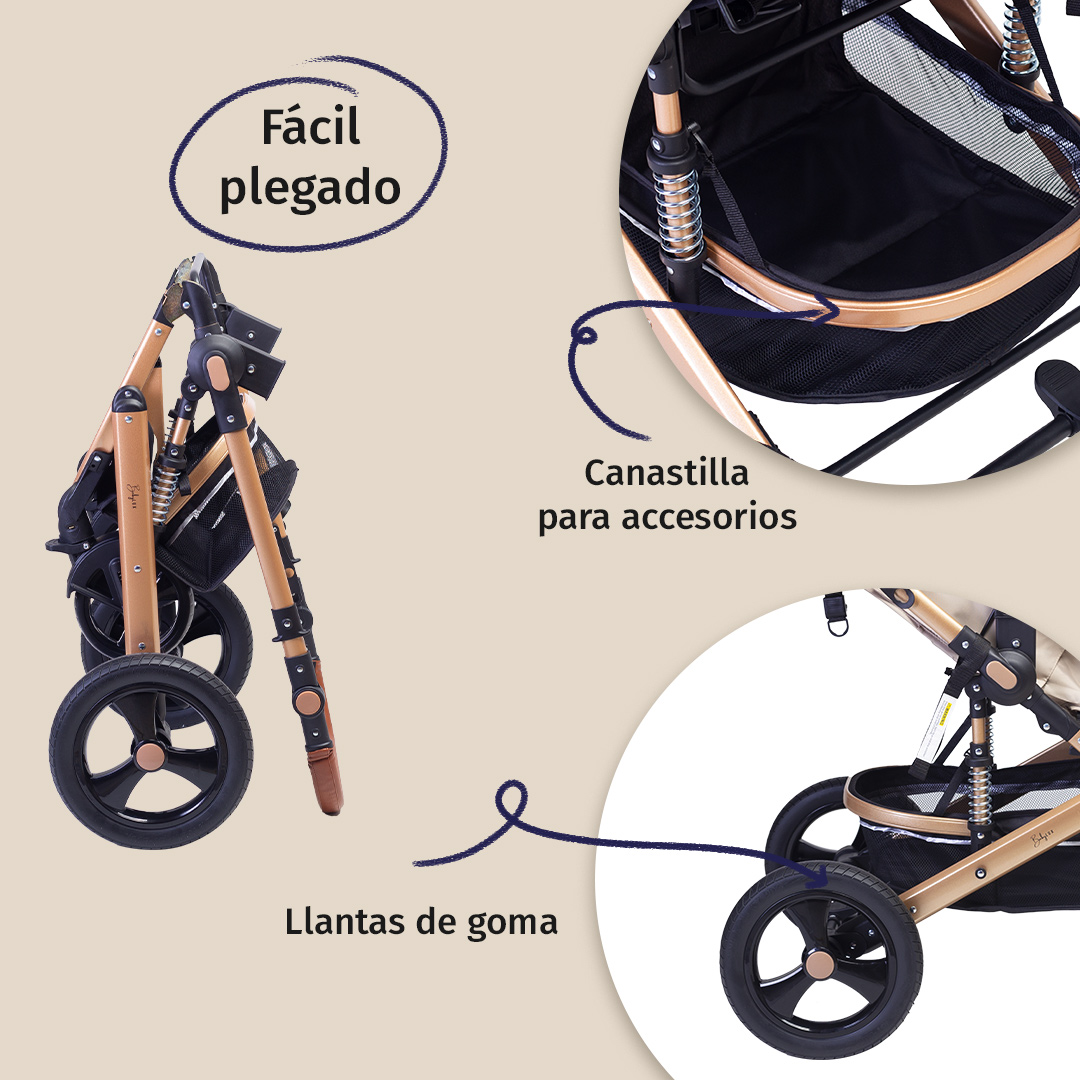 Foto 7 pulgar | Carriola Para Bebé Baby Lux Travel System Con Portabebé Beige