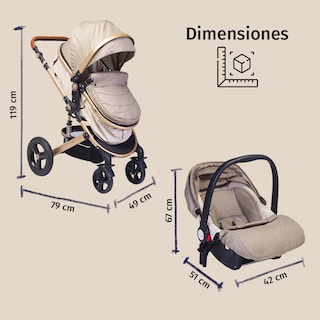 Foto 8 | Carriola Para Bebé Baby Lux Travel System Con Portabebé Beige