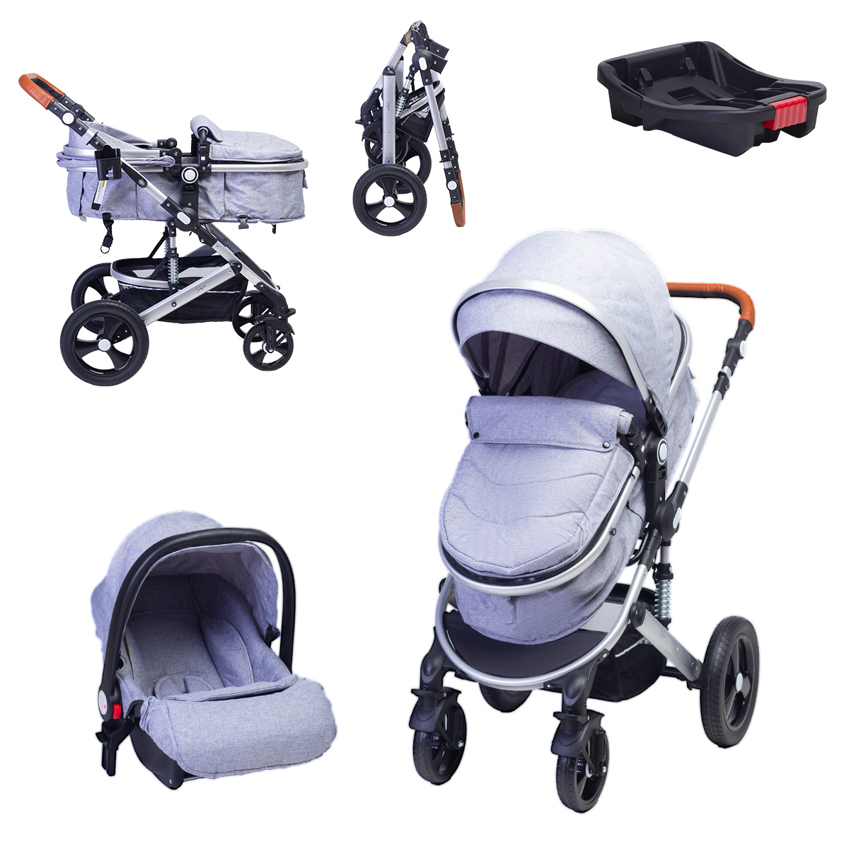 Carriola Para Bebé Baby Lux Travel System Con Portabebé Gris/plata