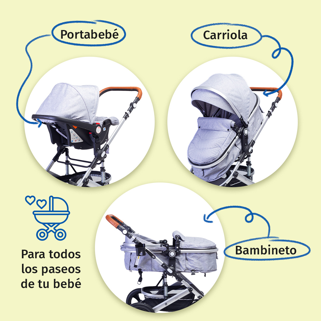 Foto 3 pulgar | Carriola Para Bebé Baby Lux Travel System Con Portabebé Gris/plata