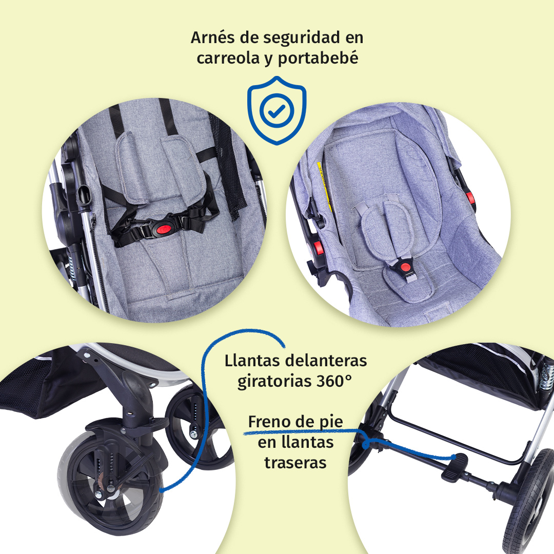 Foto 5 pulgar | Carriola Para Bebé Baby Lux Travel System Con Portabebé Gris/plata