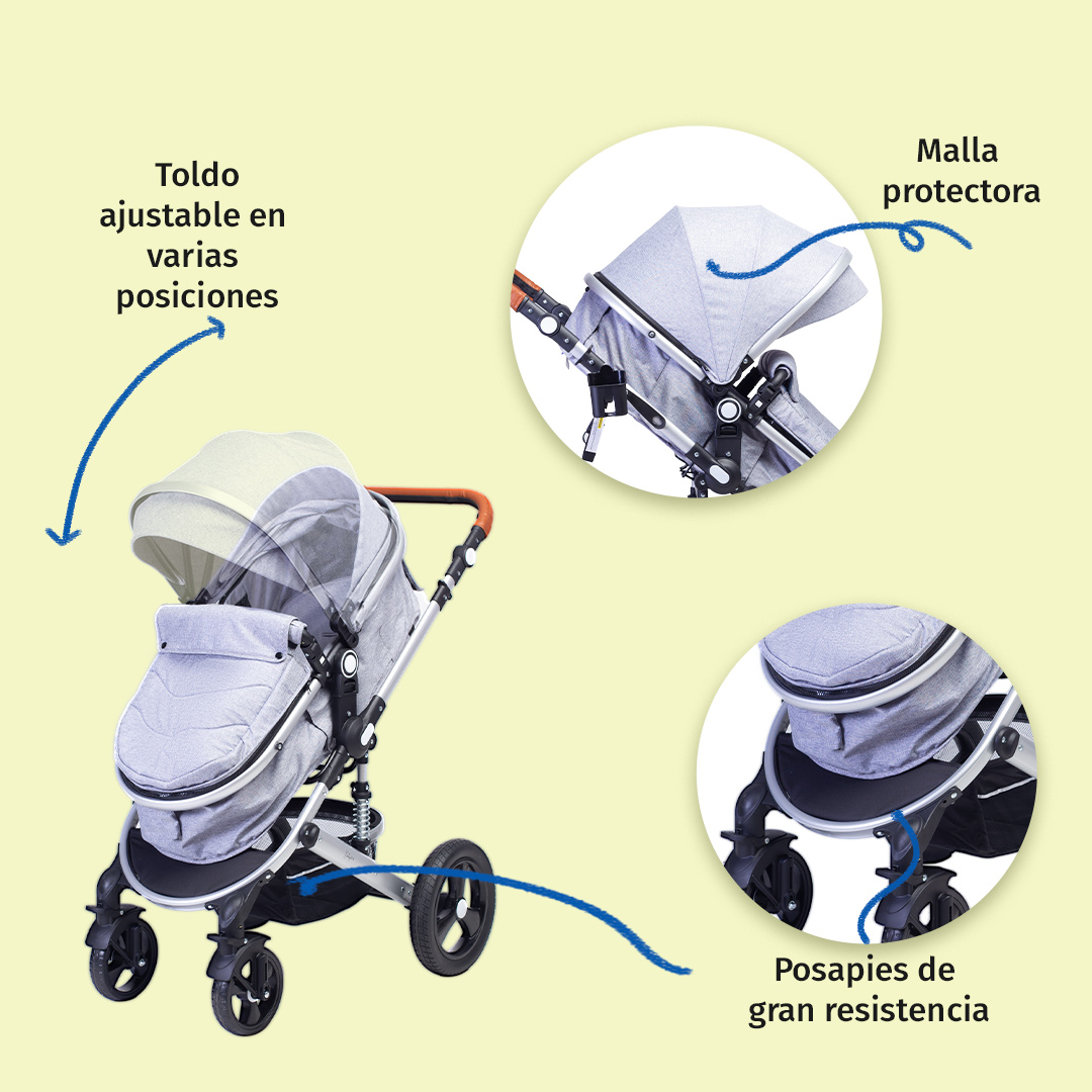 Foto 5 | Carriola Para Bebé Baby Lux Travel System Con Portabebé Gris/plata