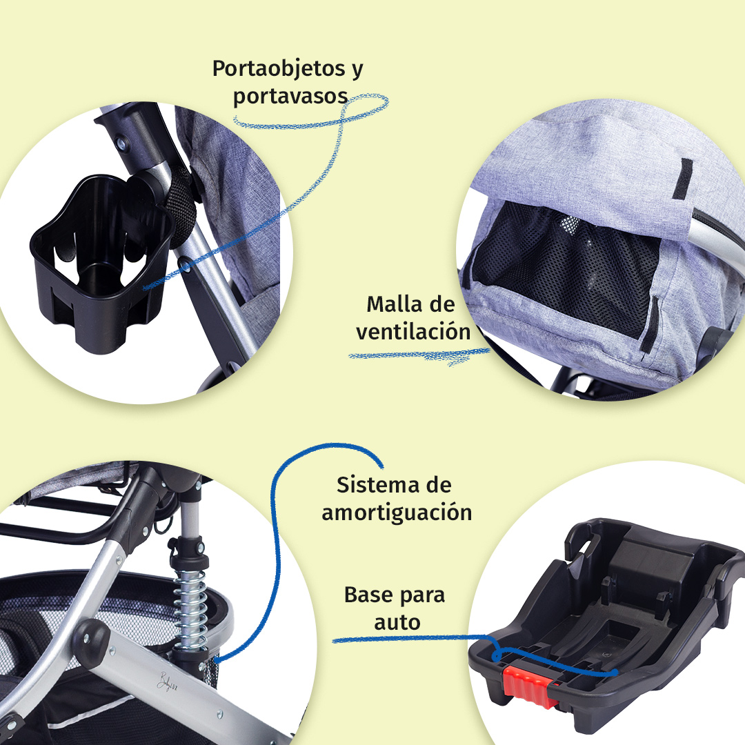 Foto 8 pulgar | Carriola Para Bebé Baby Lux Travel System Con Portabebé Gris/plata