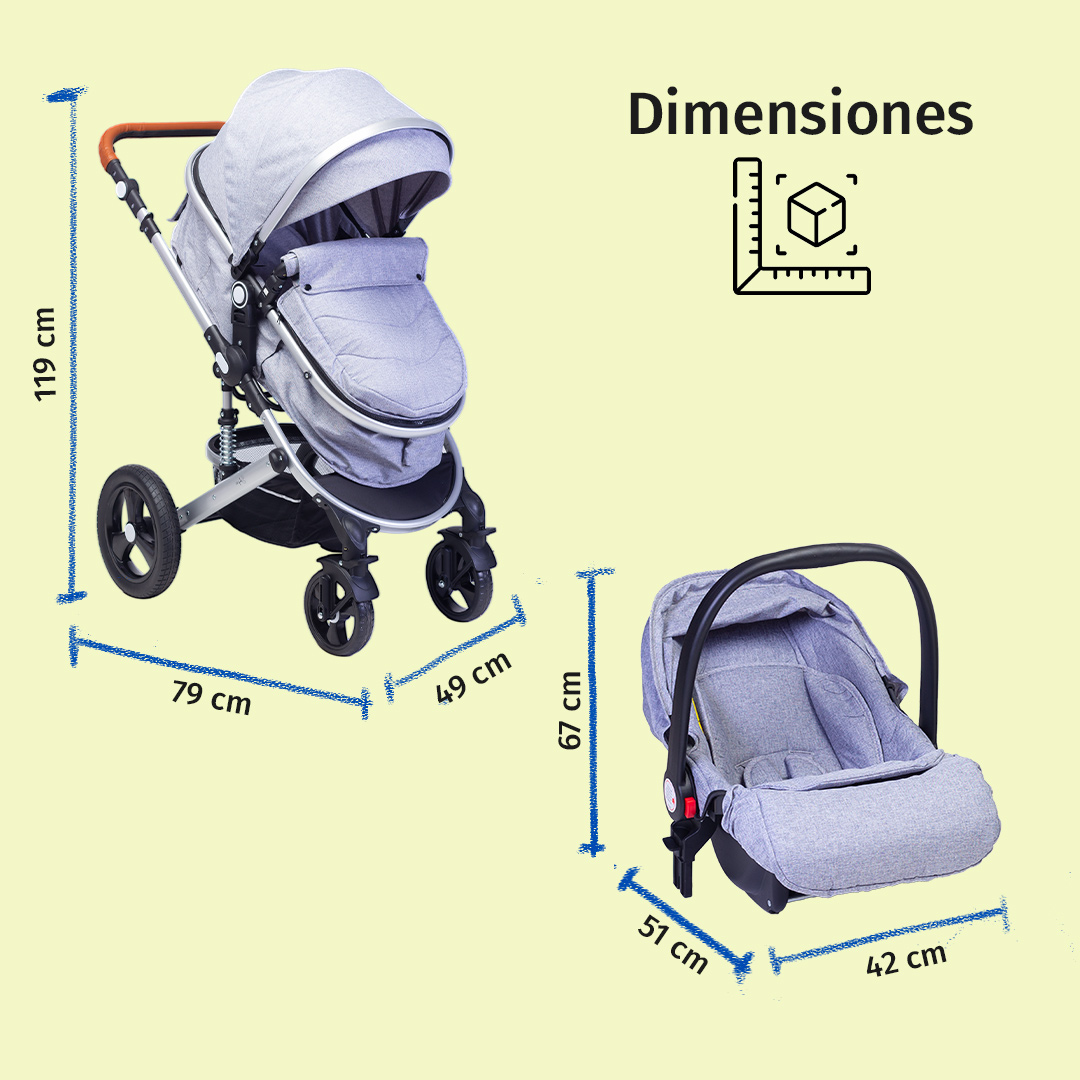 Foto 9 pulgar | Carriola Para Bebé Baby Lux Travel System Con Portabebé Gris/plata